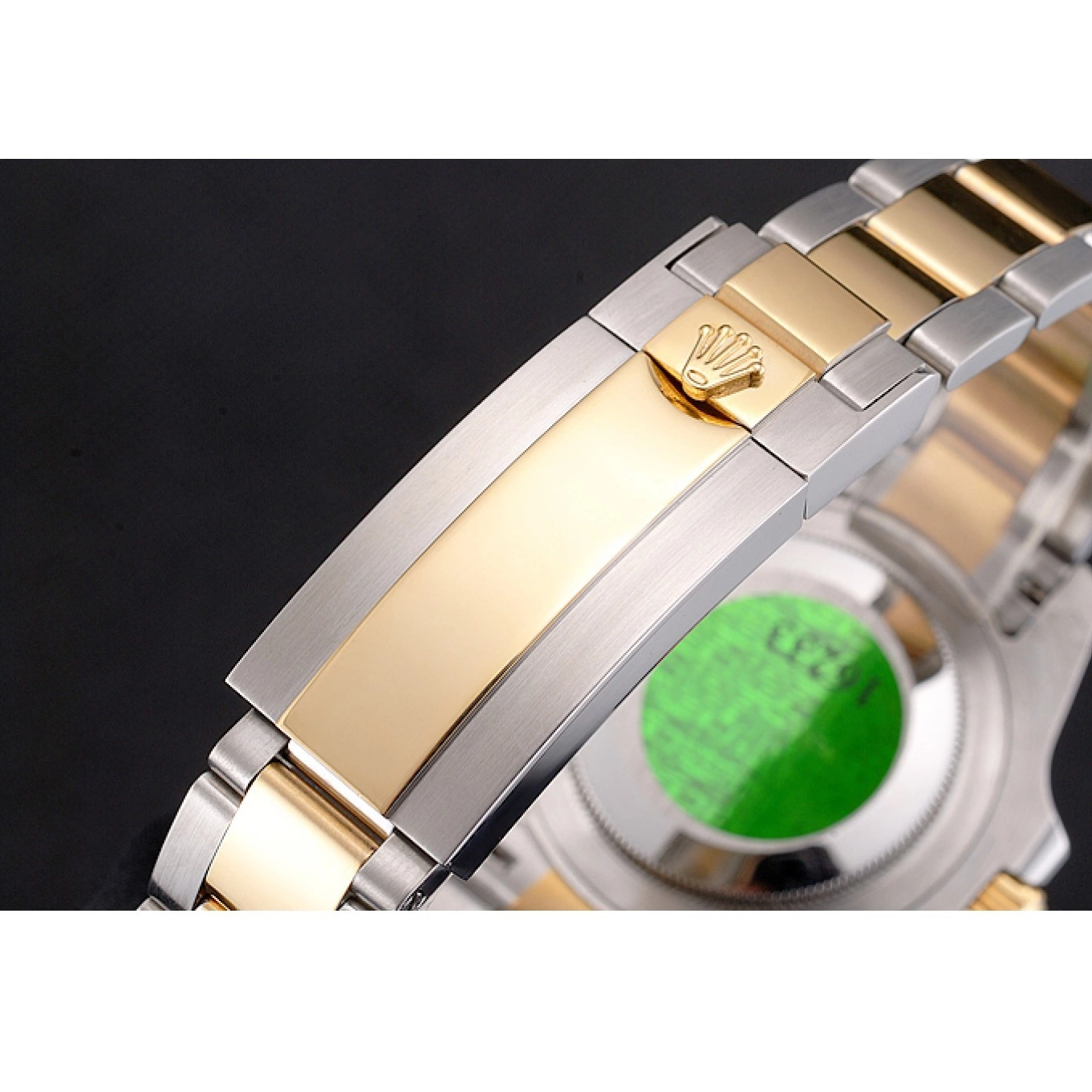 Aaa replica watch Steel Submariner Green Gold And Dial Two Bezel Rolex Swiss Tone Bracelet 0716